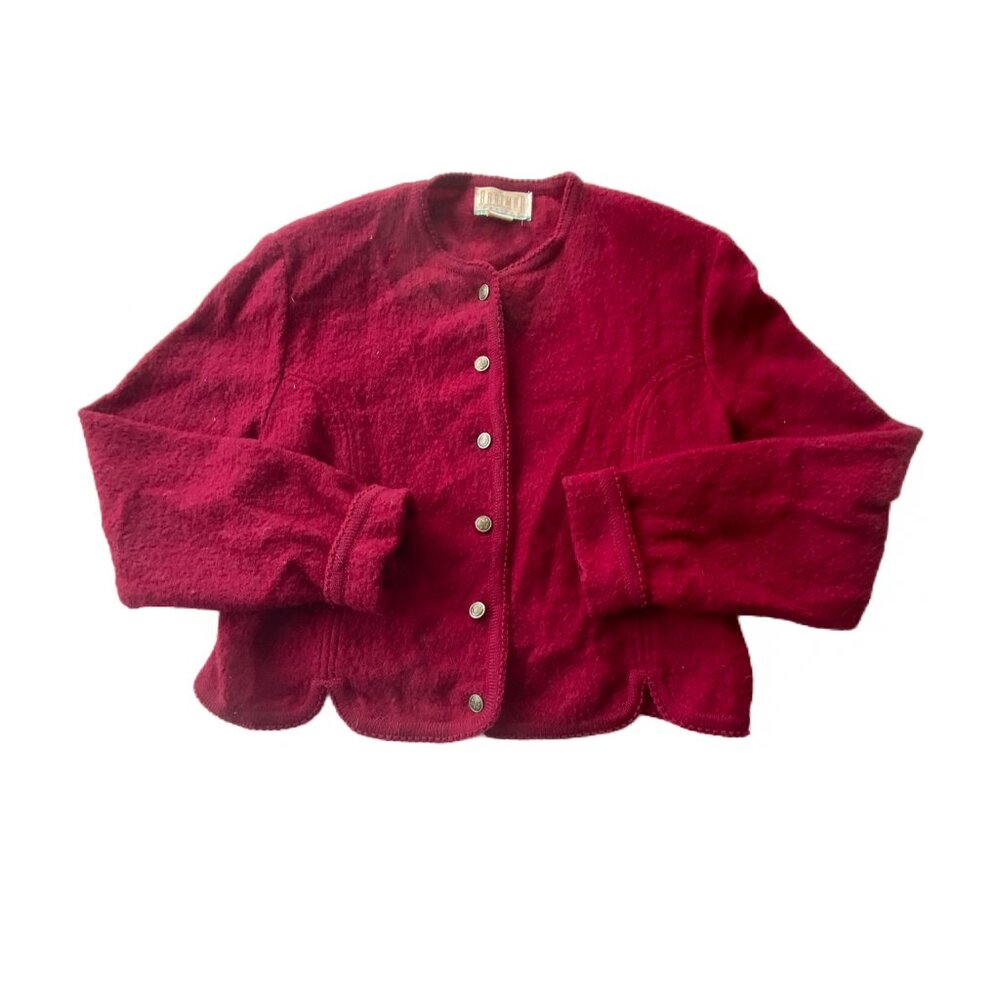 Vintage Braemar Wool Cardigan - Burgundy Red Knitwear Timeless Classic Sweater